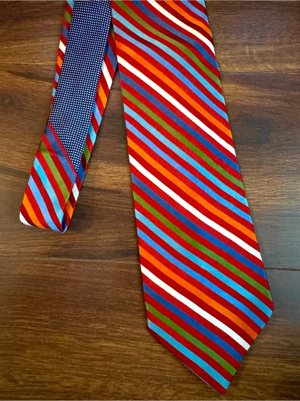 TOMMY HILFIGER Multicolor Diagonal Stripe Tie - Red, Blue, Green, Orange, Whit